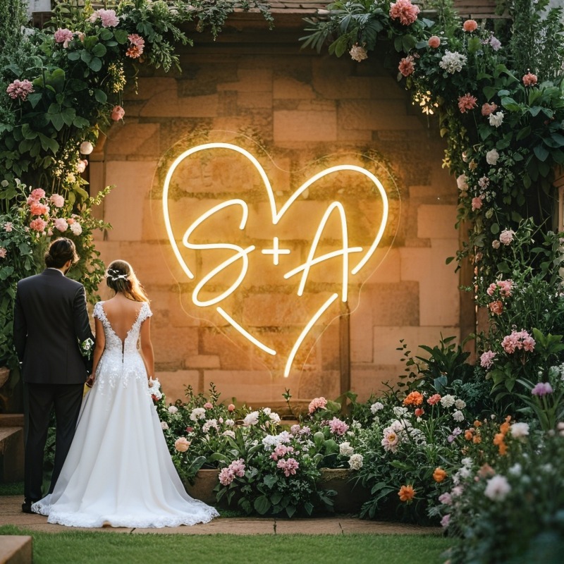 Photography Graduation - CUSTOM Initials หัวใจ LED Neon Sign,