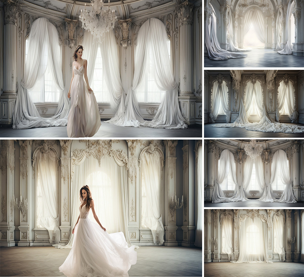 Photography Hp - ฉากหลังถ่ายภาพงานแต่งงานในร่ม สถานที่ถ่ายภาพชุดแต่งงาน เจ้าสาวตั้งครรภ์ ฉากหลังสตูดิโอโรแมนติกสำหรับเจ้าสาว HP-01