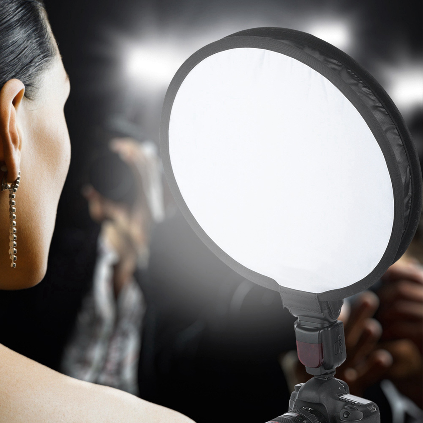 Pop Up Flash Diffuser - ซอฟต์บ็อกซ์แบบพับได้ 40 ซม. แบบพกพา รูปทรงกลม สำหรับไฟแฟลชกล้อง