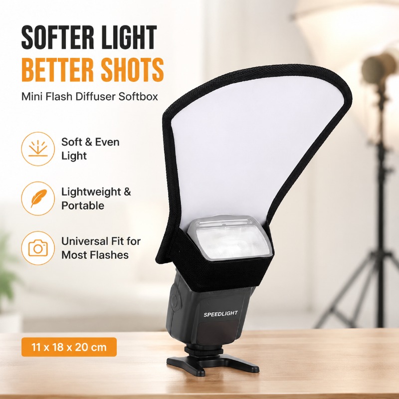 Pop Up Flash Diffuser - แผ่นสะท้อนแสงสำหรับกล้อง DSLR แผงสะท้อนแสงแบบพกพา ช่วยลดแสงสะท้อน สร้างแสงนุ่มนวล เติมแสง